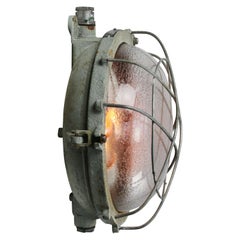 Round Gray Cast Iron Vintage Industrial Frosted Glass Wall Lamps Scones