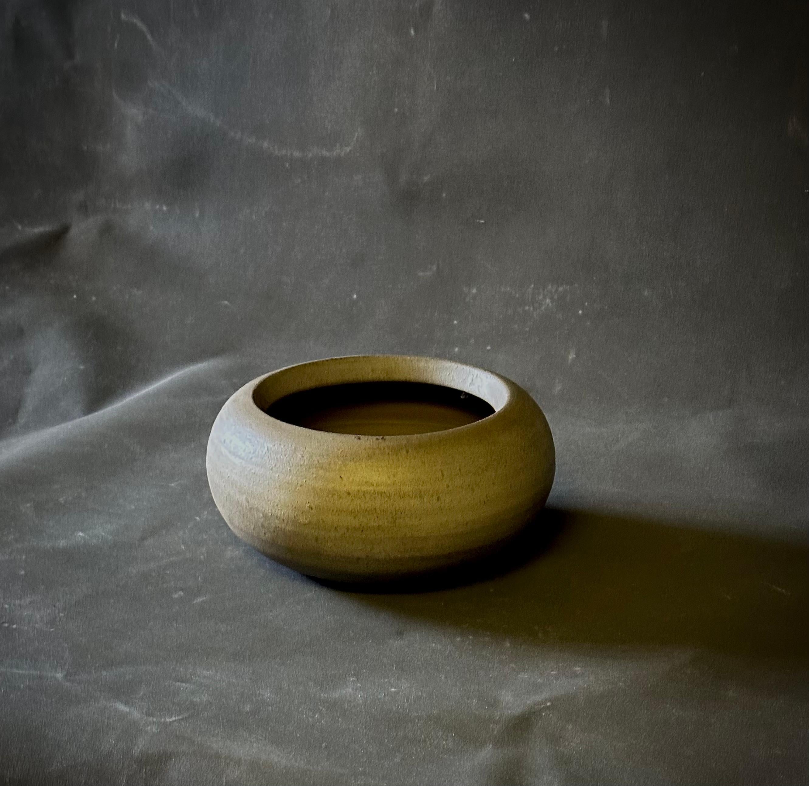 Belgian Round Gray Ceramic Vase For Sale