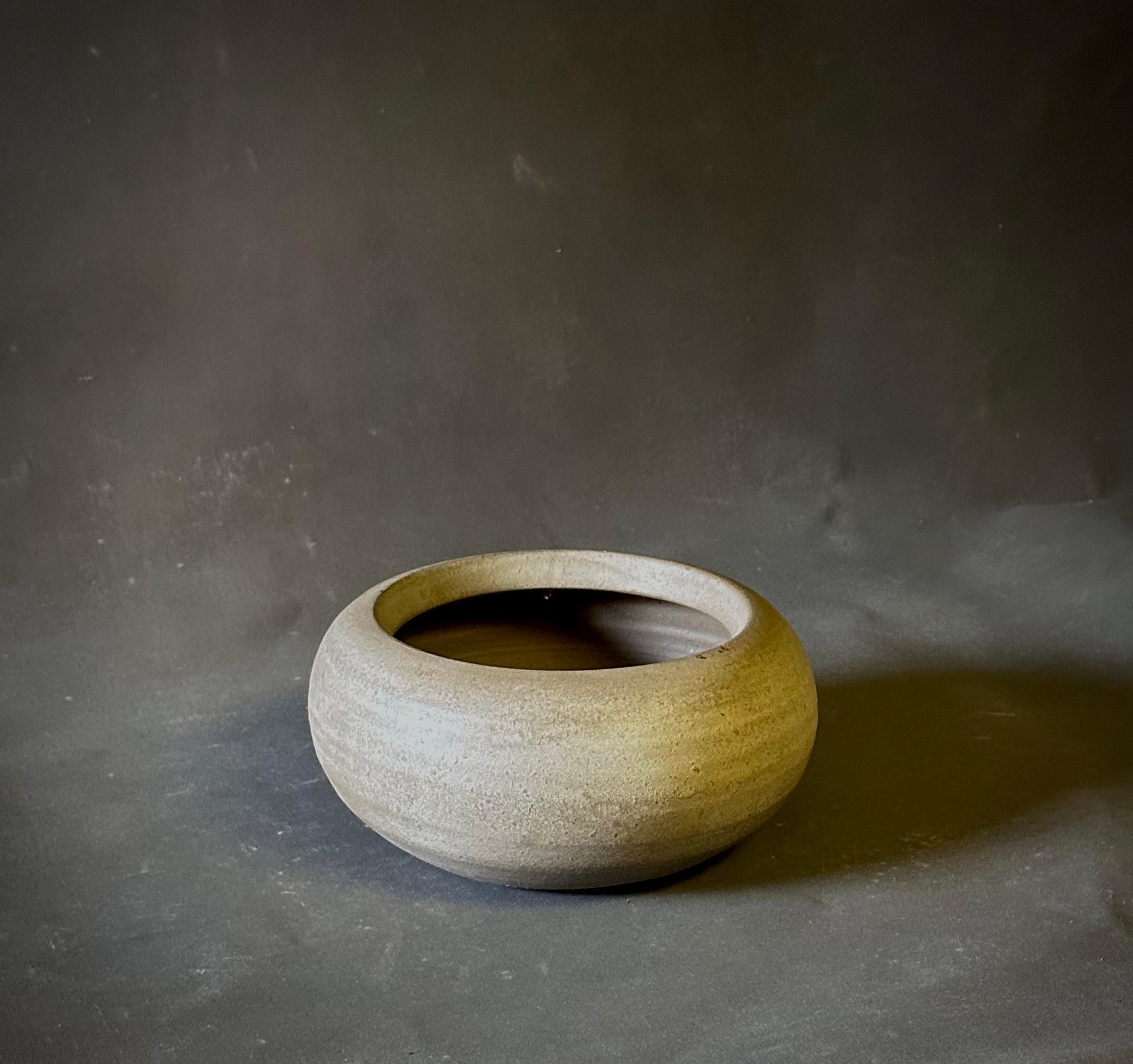 Mid-20th Century Round Gray Ceramic Vase For Sale