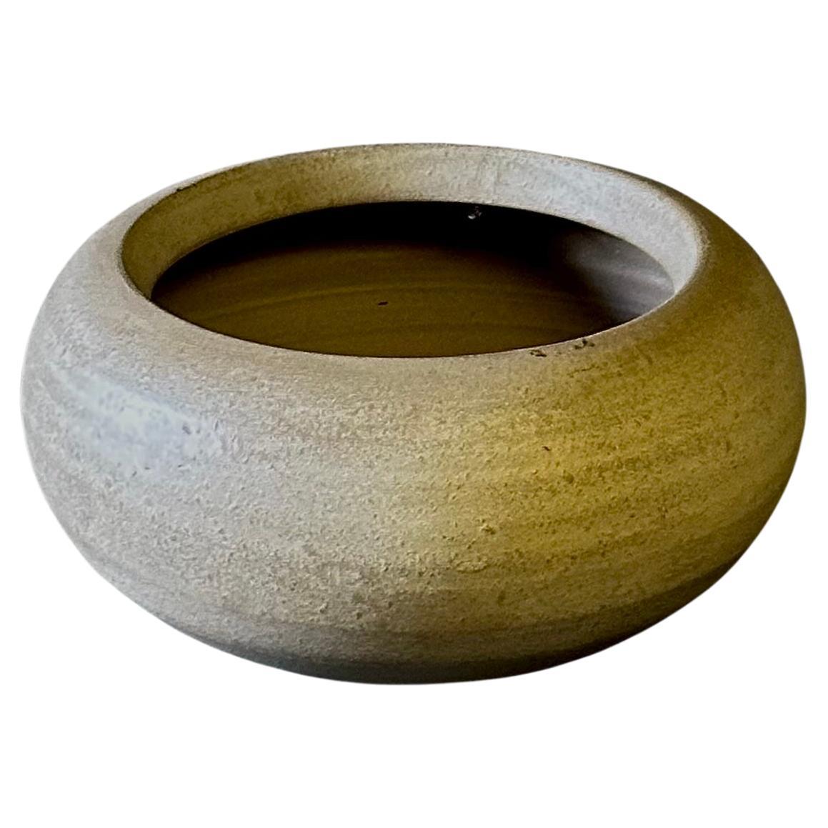 Round Gray Ceramic Vase For Sale