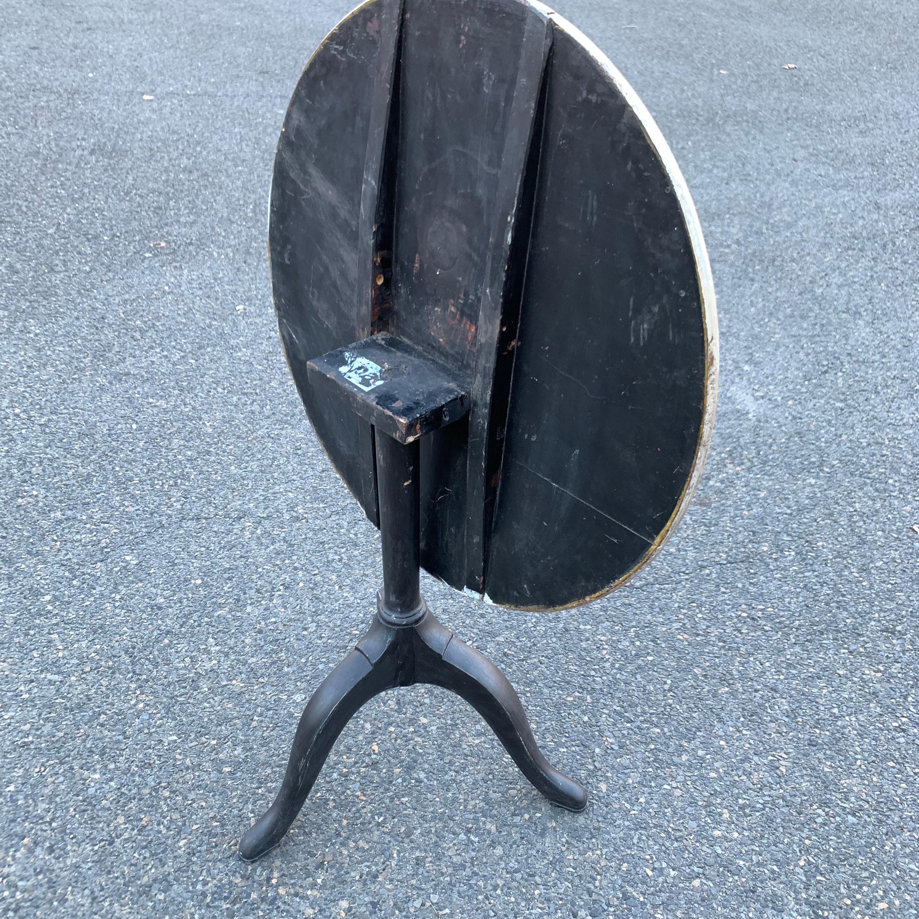 Wood Round Gray Painted Gustavian Tilt-Top Table, Circa 1830s