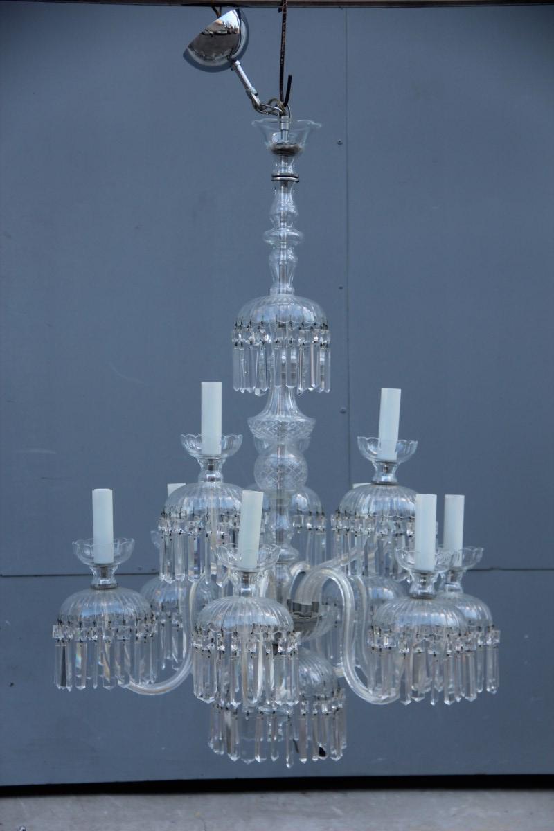 Round Great Classic Chandelier Trasparent Crystal Bohemian Art, 1950s For Sale 5
