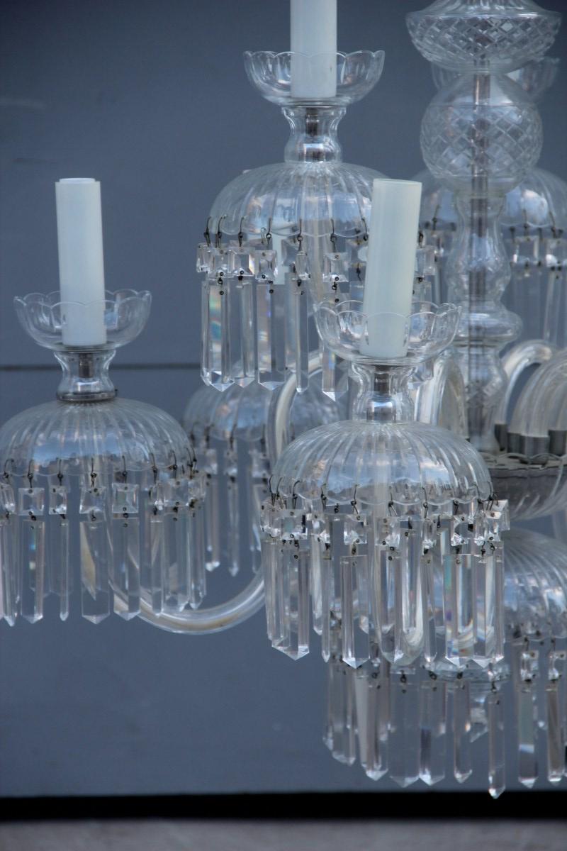 Mid-Century Modern Round Great Classic Chandelier Trasparent Crystal Bohemian Art, 1950s For Sale