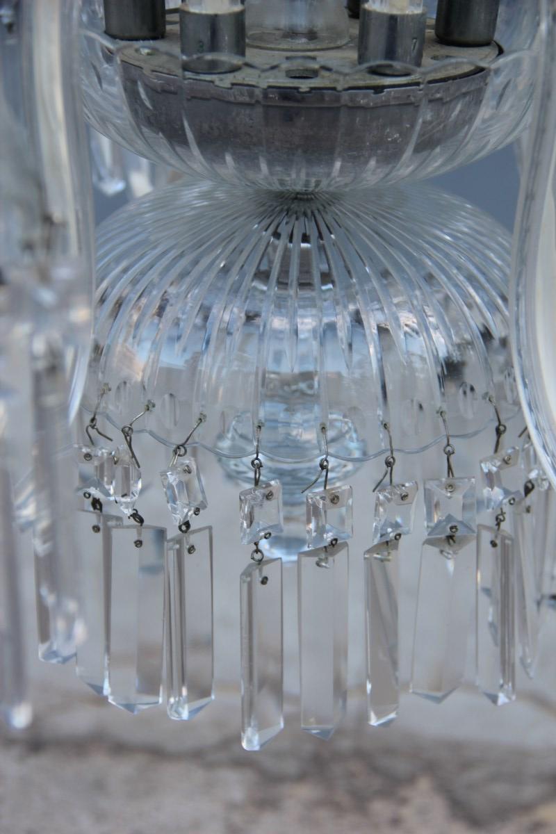 Mid-20th Century Round Great Classic Chandelier Trasparent Crystal Bohemian Art, 1950s For Sale