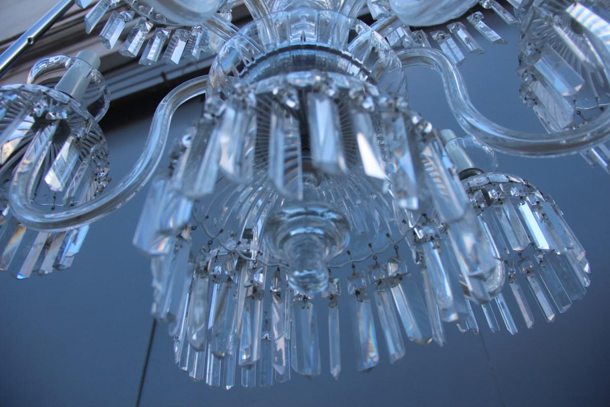 Round Great Classic Chandelier Trasparent Crystal Bohemian Art, 1950s For Sale 1