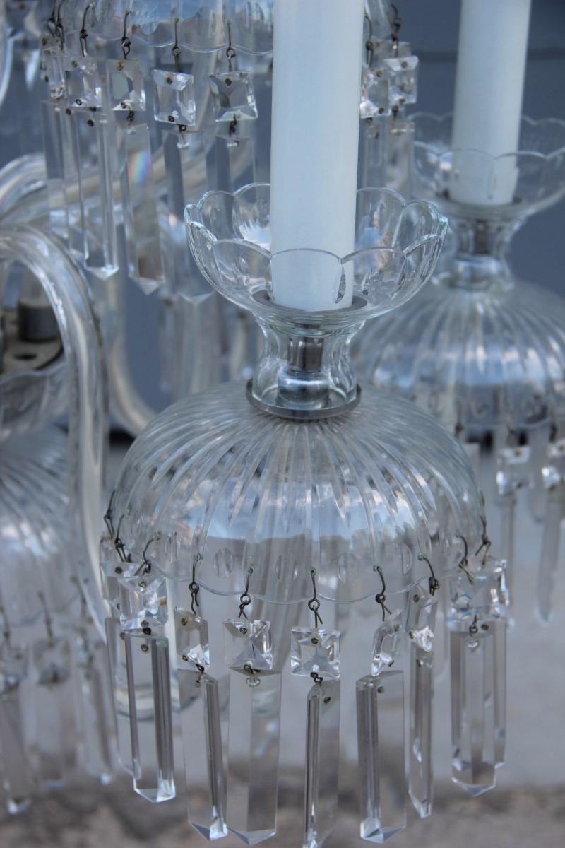 Round Great Classic Chandelier Trasparent Crystal Bohemian Art, 1950s For Sale 2