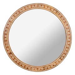 Round Greek Key Inlaid Mirror