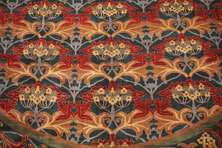 Round Green Art and Craft Rug For Sale at 1stDibs