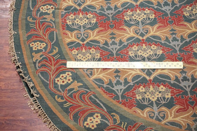 Round Green Art and Craft Rug For Sale at 1stDibs
