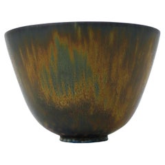 Round Green & Brown Bowl - Gunnar Nylund - Rörstrand - Mid-20th Century