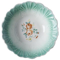 Bol rond en céramique verte à motifs floraux en forme de feuille de chou