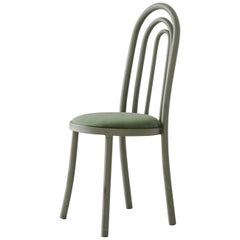 Vintage italian artisan made sculptural chair "Arches" in green tubular steel