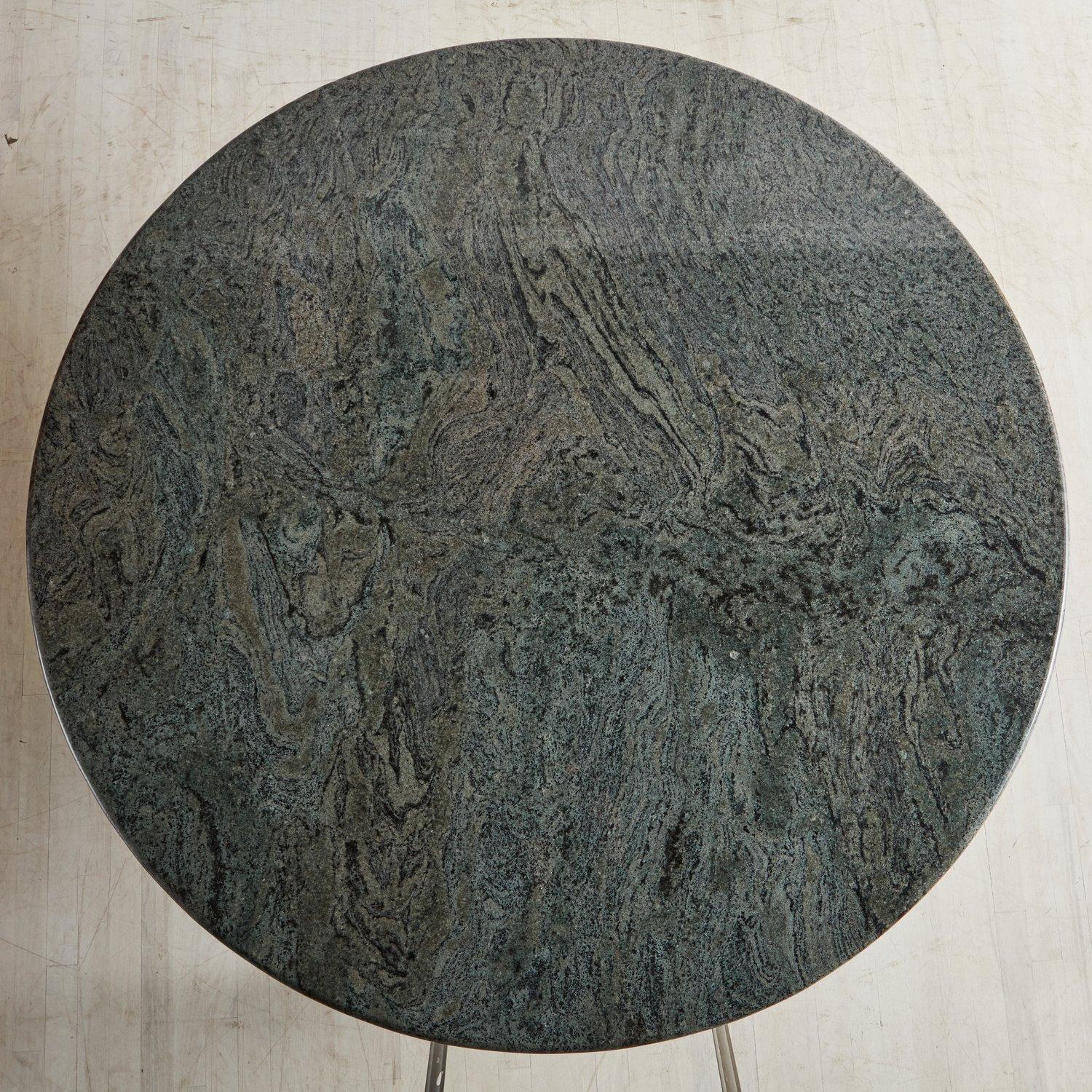 Round Green Granite Dining Table, 20th Century 4