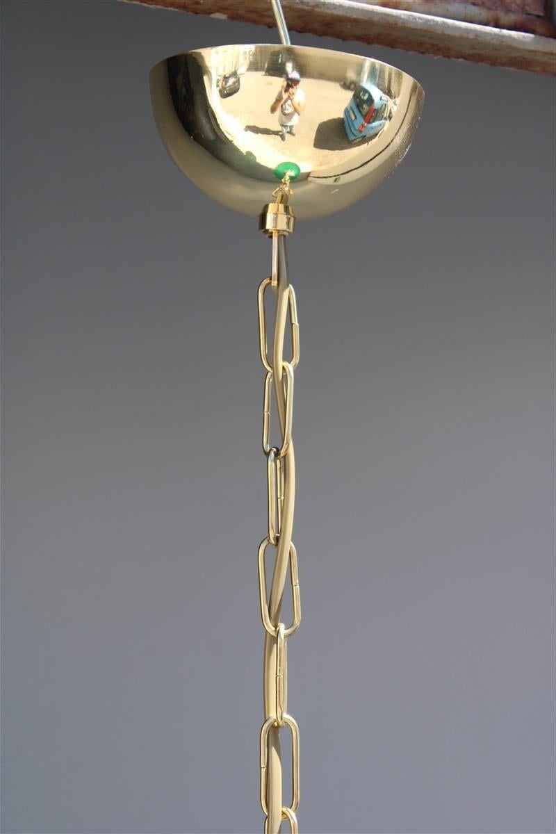 Round Green Lantern Italian Design Murano Glass Brass Parts Venini, 1950s In Good Condition For Sale In Palermo, Sicily