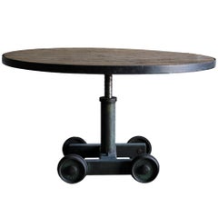 Round Green Railroad Car Base Table - Adjustable Height