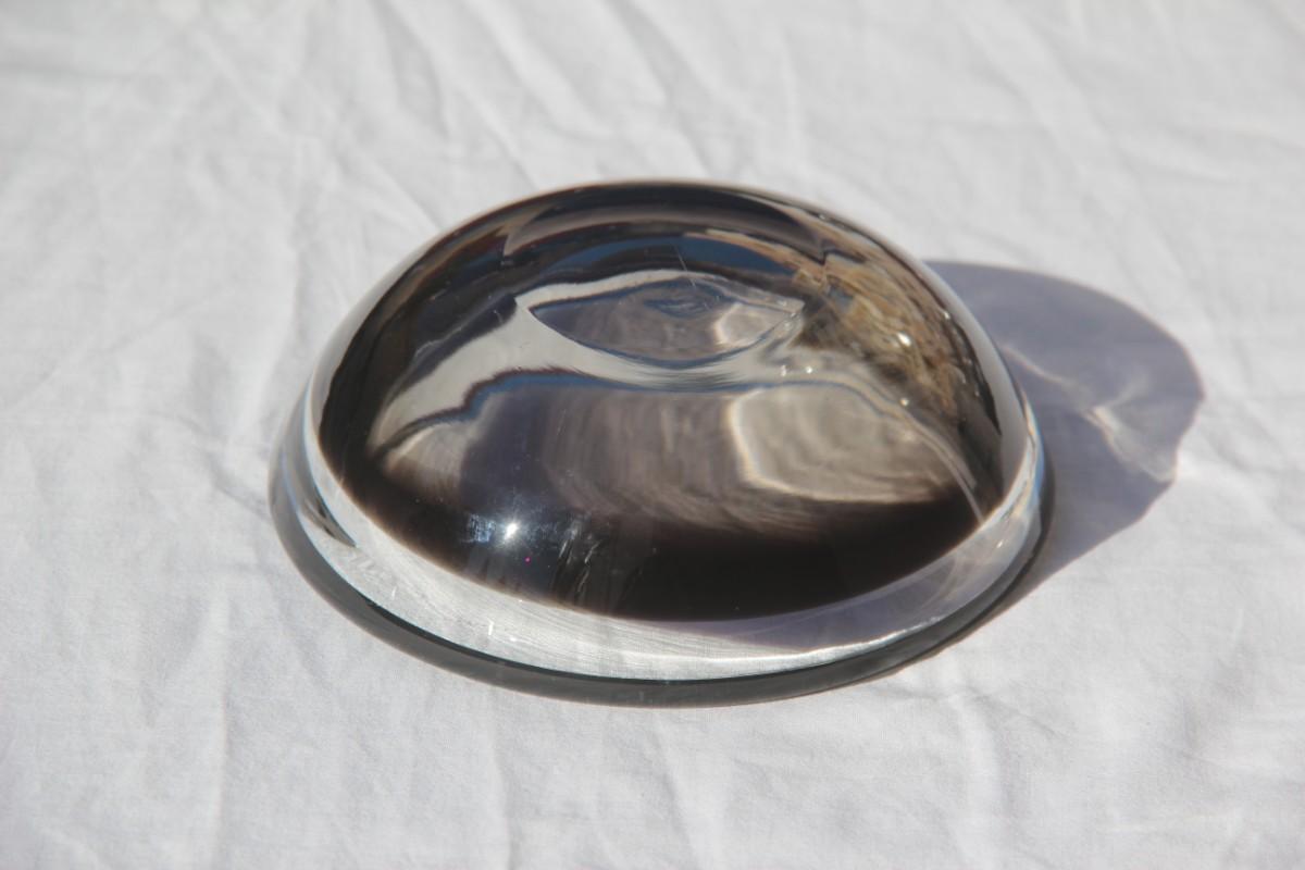 Round Grey Bowl Seguso Design Italian Murano Art Glass, 1960s In Good Condition In Palermo, Sicily