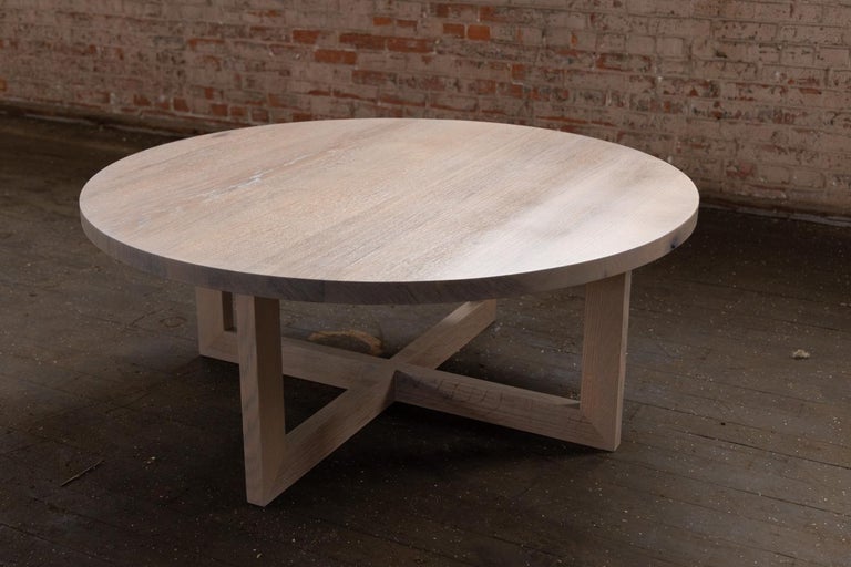 Round Grey Wood Coffee Table in Stained Urban Oak by Alabama Sawyer For