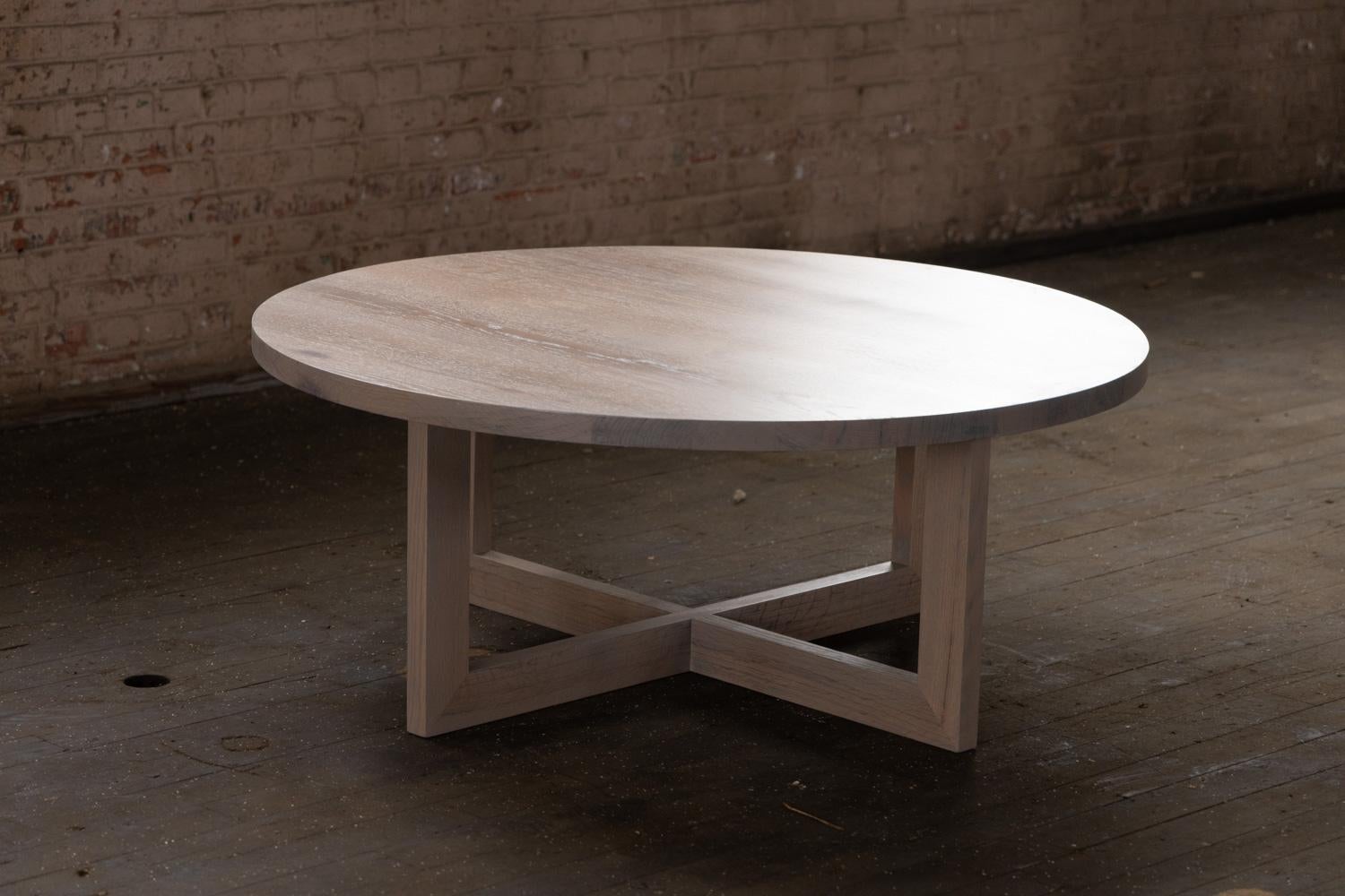 Woodwork Round Grey Wood Coffee Table in Stained Urban Oak by Alabama Sawyer