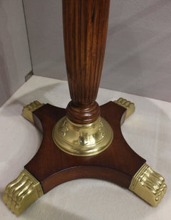 PAIR, Round Gueridon, Inlaid, Brass Gallery.