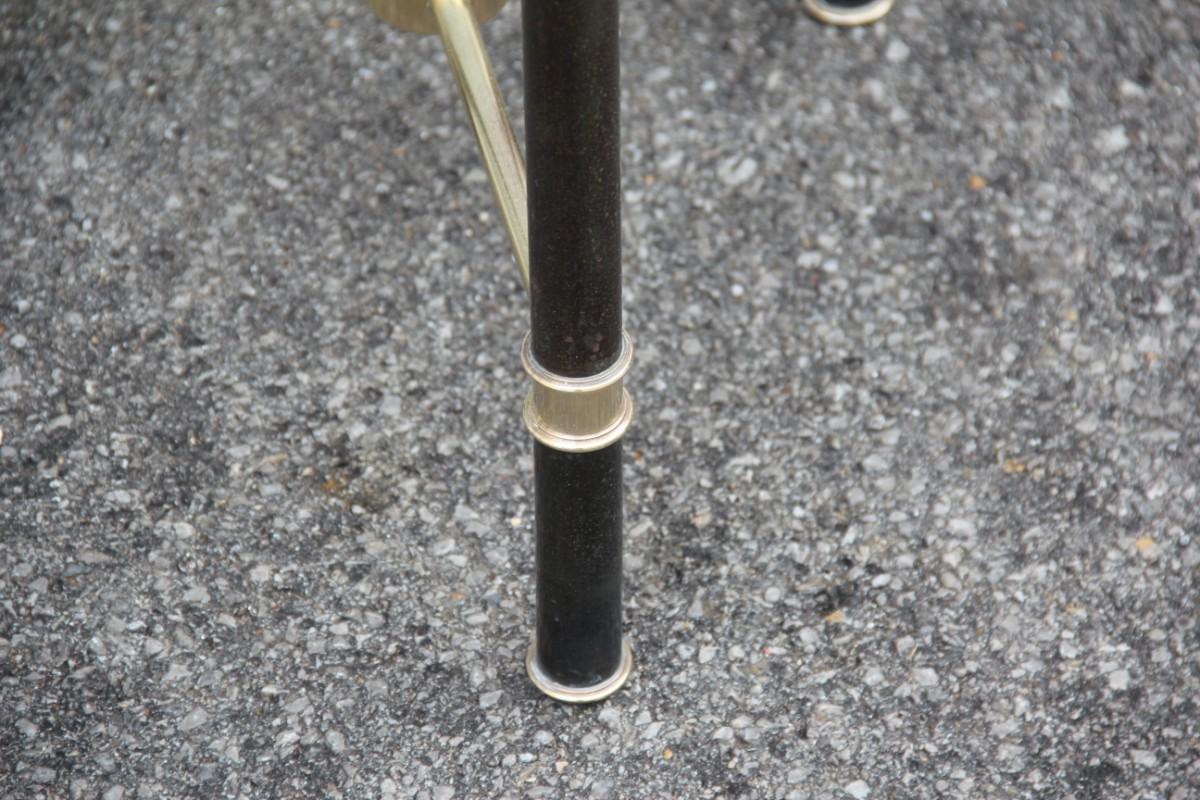 Round Gueridon Italian Design 1970s Brass Gold Metal the Shape of a Cane Marble In Good Condition For Sale In Palermo, Sicily