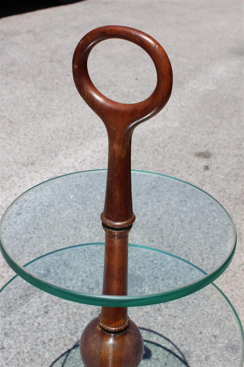 Round Gueridon Mahogany Cesare Lacca Midcentury Italian Design Glass Top 1950s In Good Condition In Palermo, Sicily