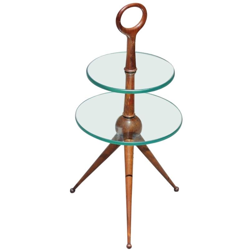 Round Gueridon Mahogany Cesare Lacca Midcentury Italian Design Glass Top 1950s