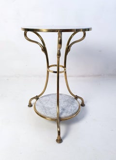 Round Gueridon Marble and Brass Side Table, Italy