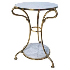 Round Gueridon Marble and Brass Side Table, Italy