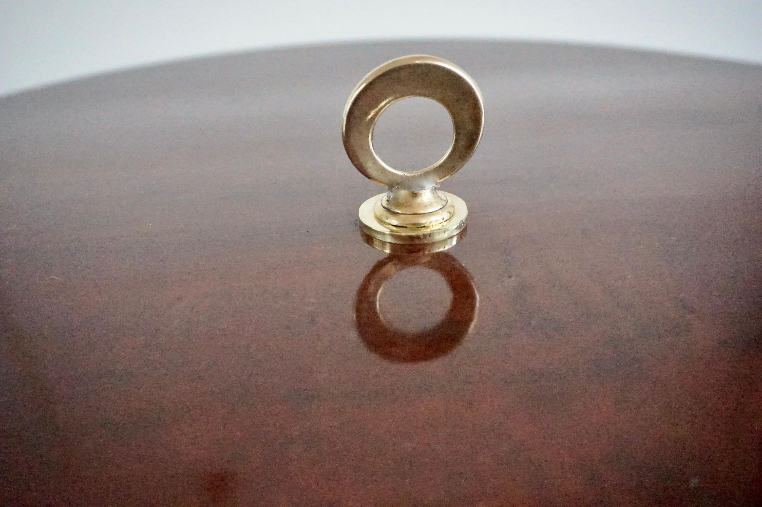 round  gueridon side table brass, marble and walnut, C6, Lorenzo Ciompi, 2025 For Sale 4
