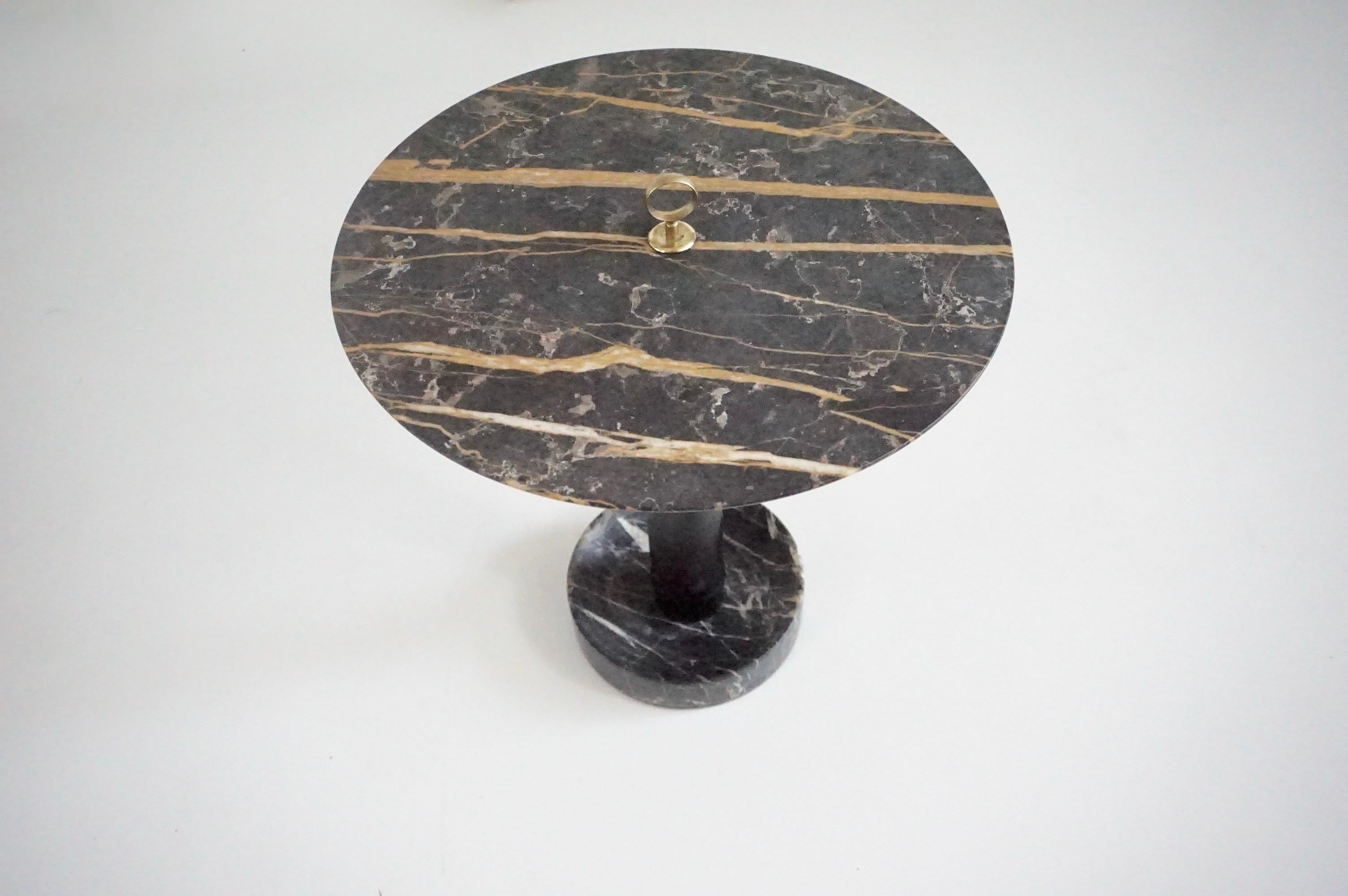 Round Gueridon Side Table marble, bamboo and brass, C-NOIRE, Lorenzo Ciompi 2025 For Sale 5