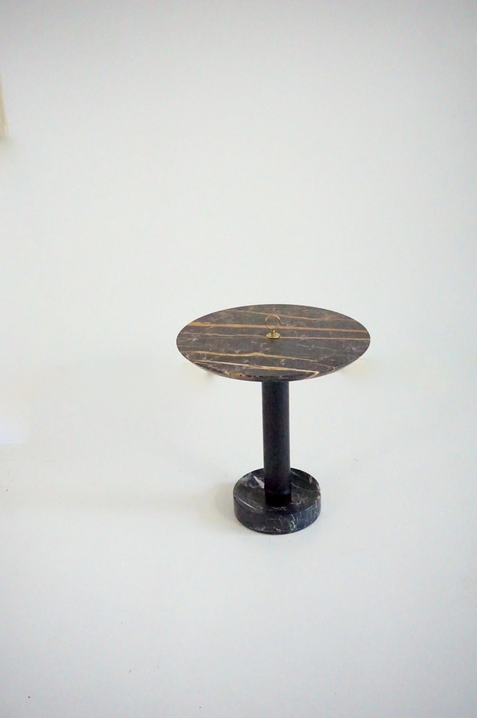 Italian Round Gueridon Side Table marble, bamboo and brass, C-NOIRE, Lorenzo Ciompi 2025 For Sale