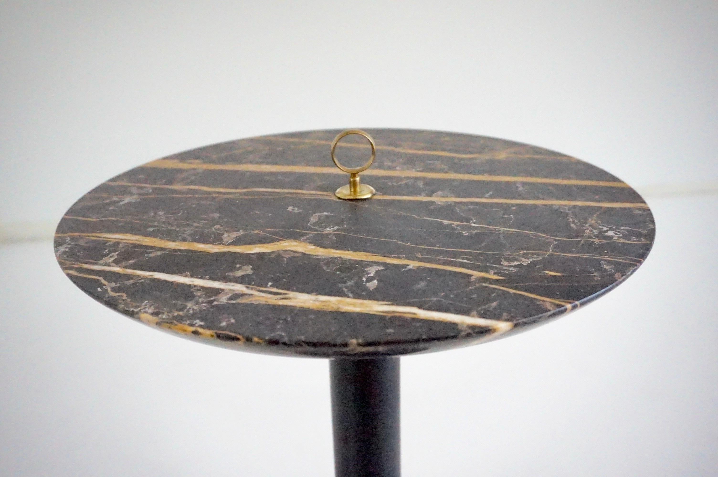 Contemporary Round Gueridon Side Table marble, bamboo and brass, C-NOIRE, Lorenzo Ciompi 2025 For Sale