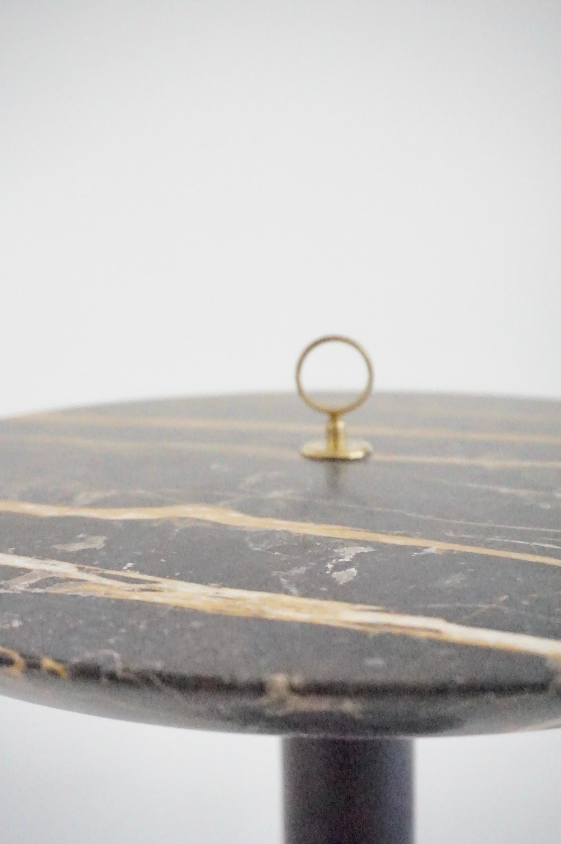 Brass Round Gueridon Side Table marble, bamboo and brass, C-NOIRE, Lorenzo Ciompi 2025 For Sale