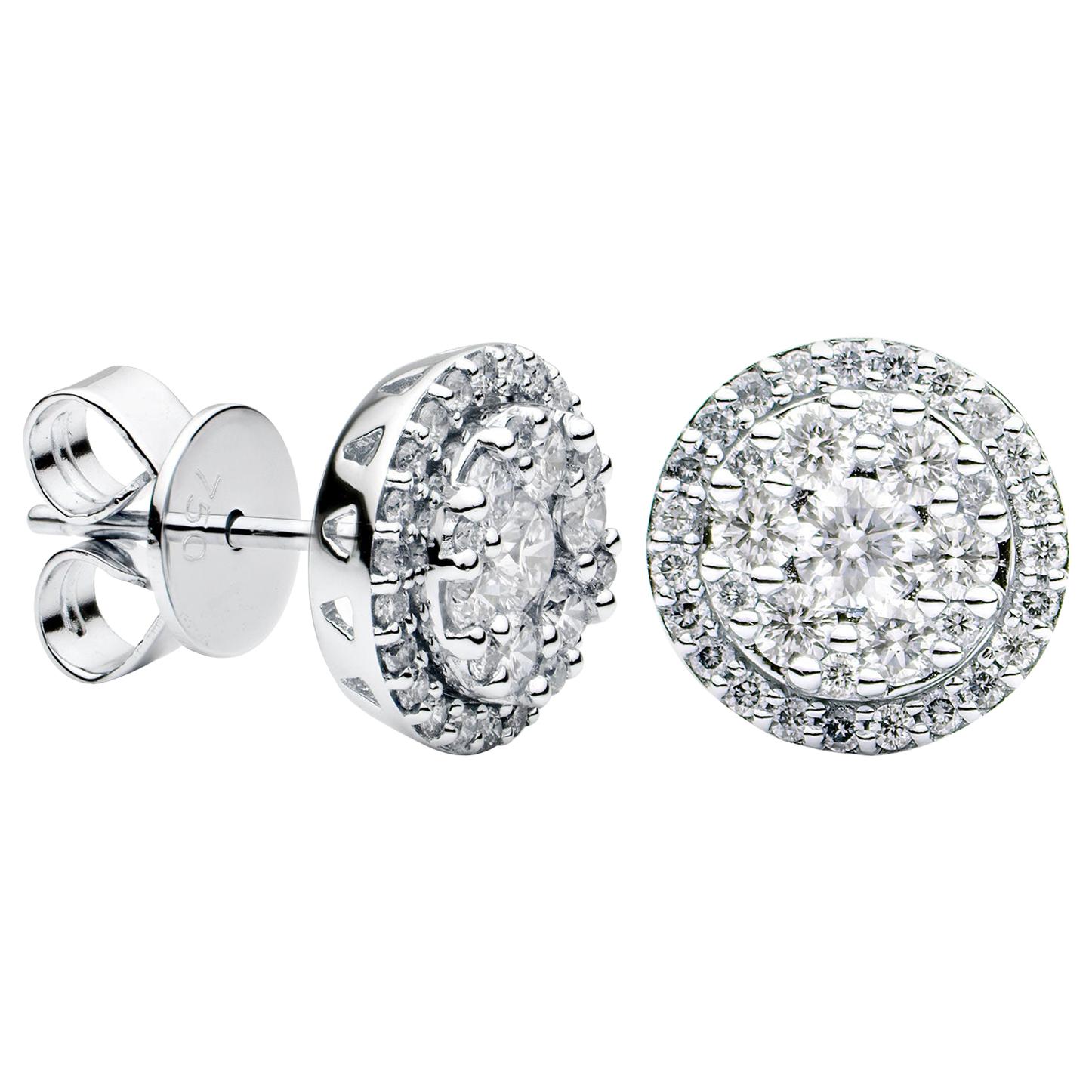 Runde Halo-Diamant-Ohrringe im Angebot