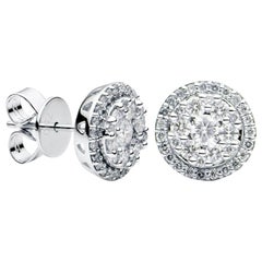 Boucles d'oreilles halo de diamants rond