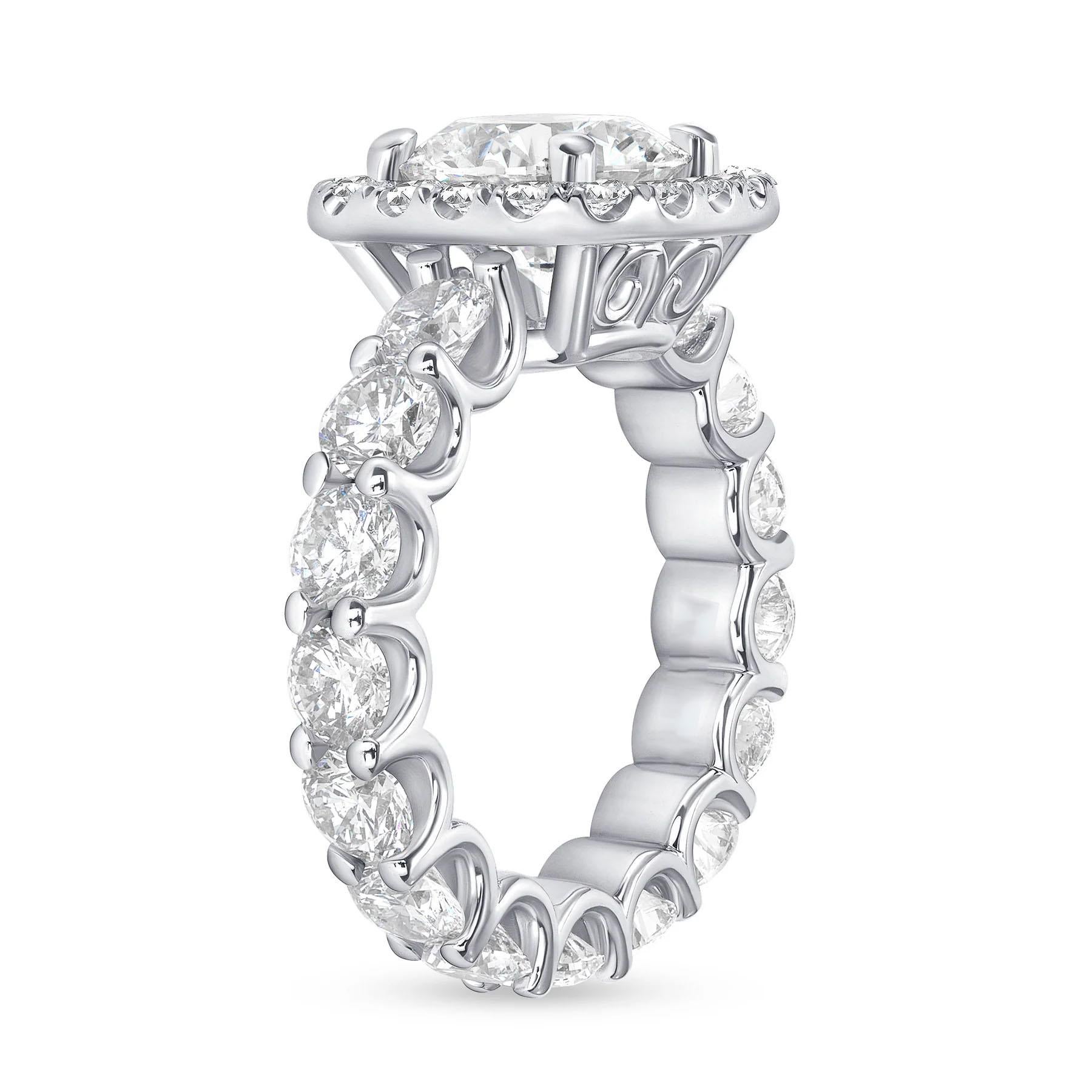 For Sale:  Cushion Halo Diamond Bridal 14K Gold Eternity Ring 2