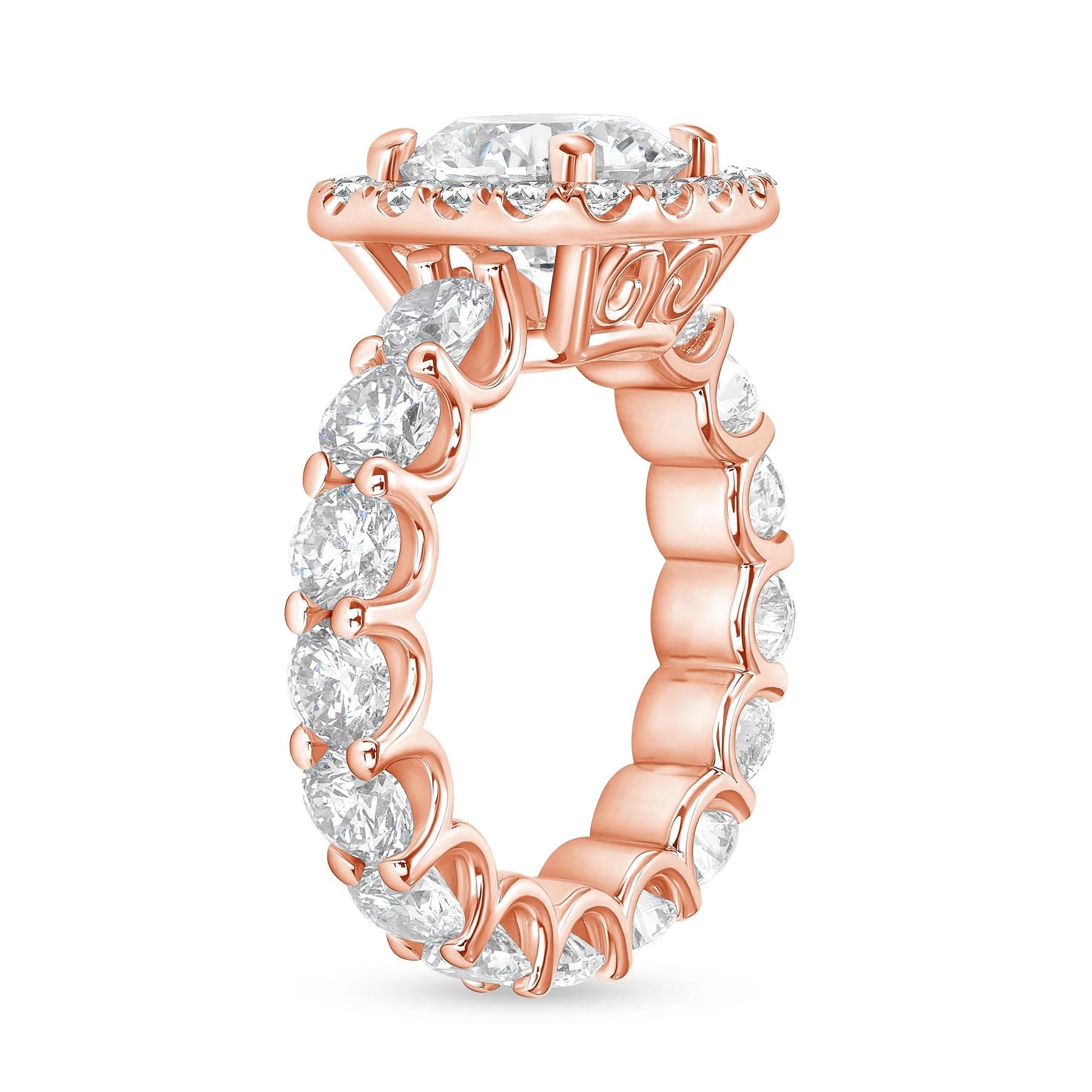 For Sale:  Cushion Halo Diamond Bridal 14K Gold Eternity Ring 4
