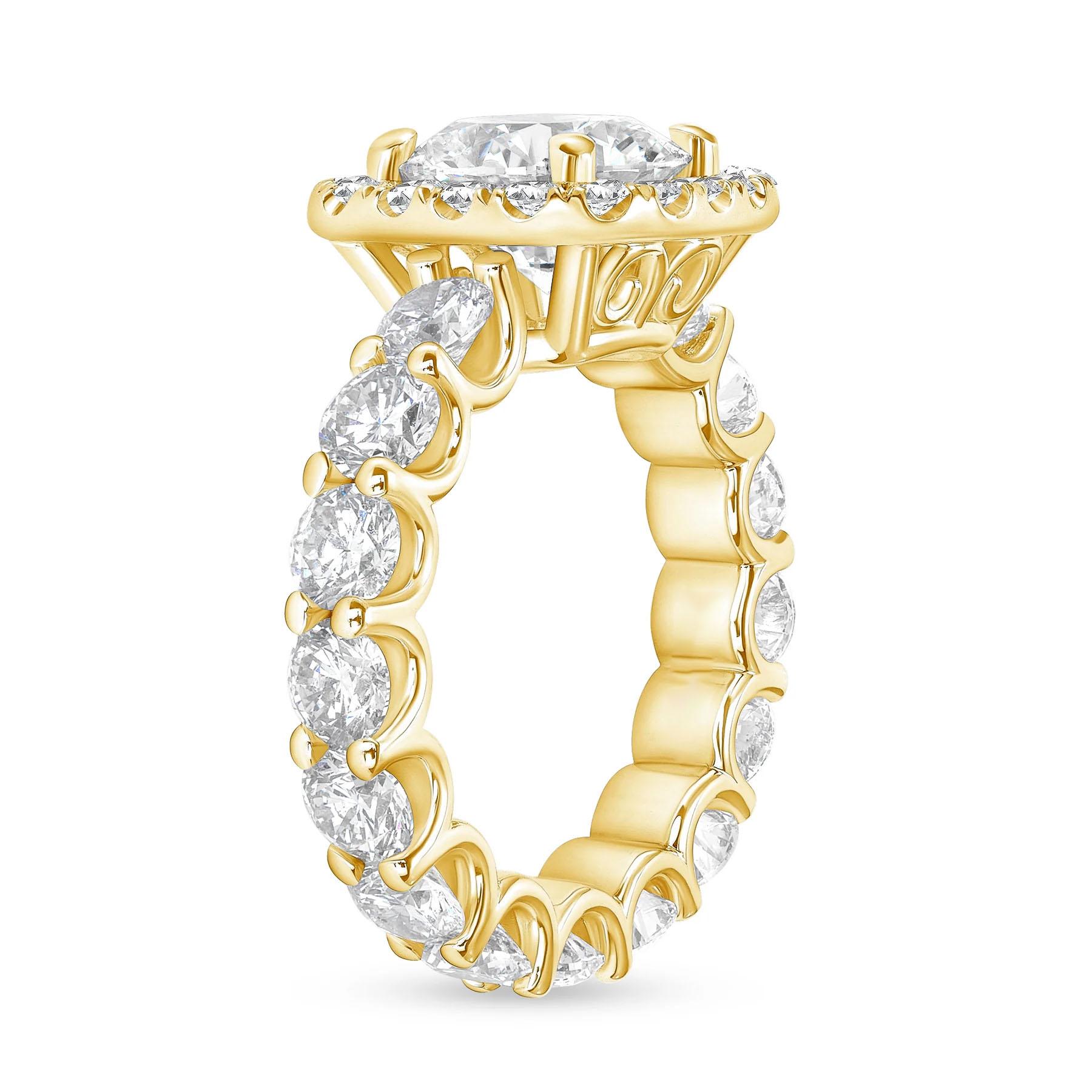 For Sale:  Cushion Halo Diamond Bridal 14K Gold Eternity Ring 6