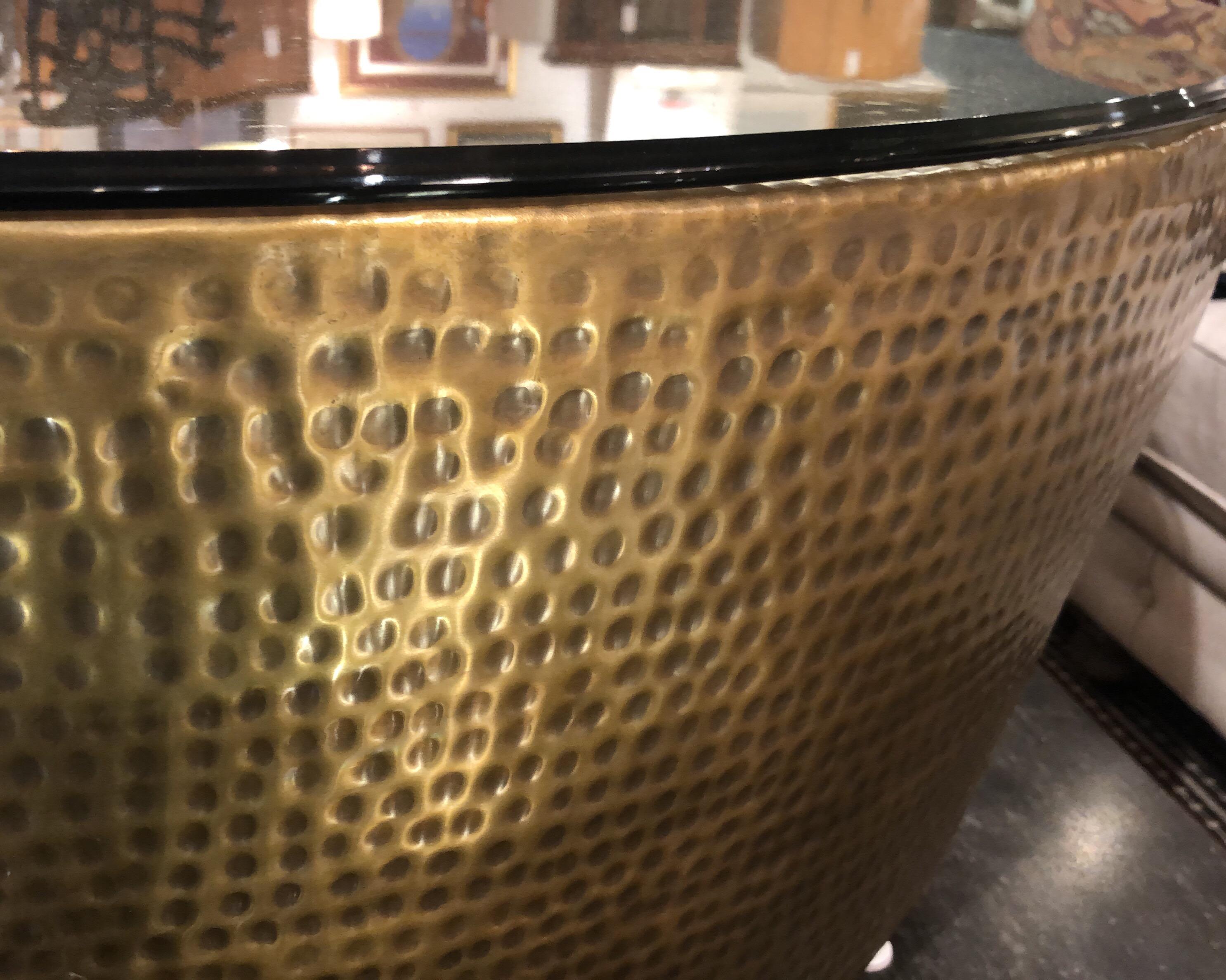 Round Hammered Brass Coffee Table In Good Condition For Sale In San Francisco, CA