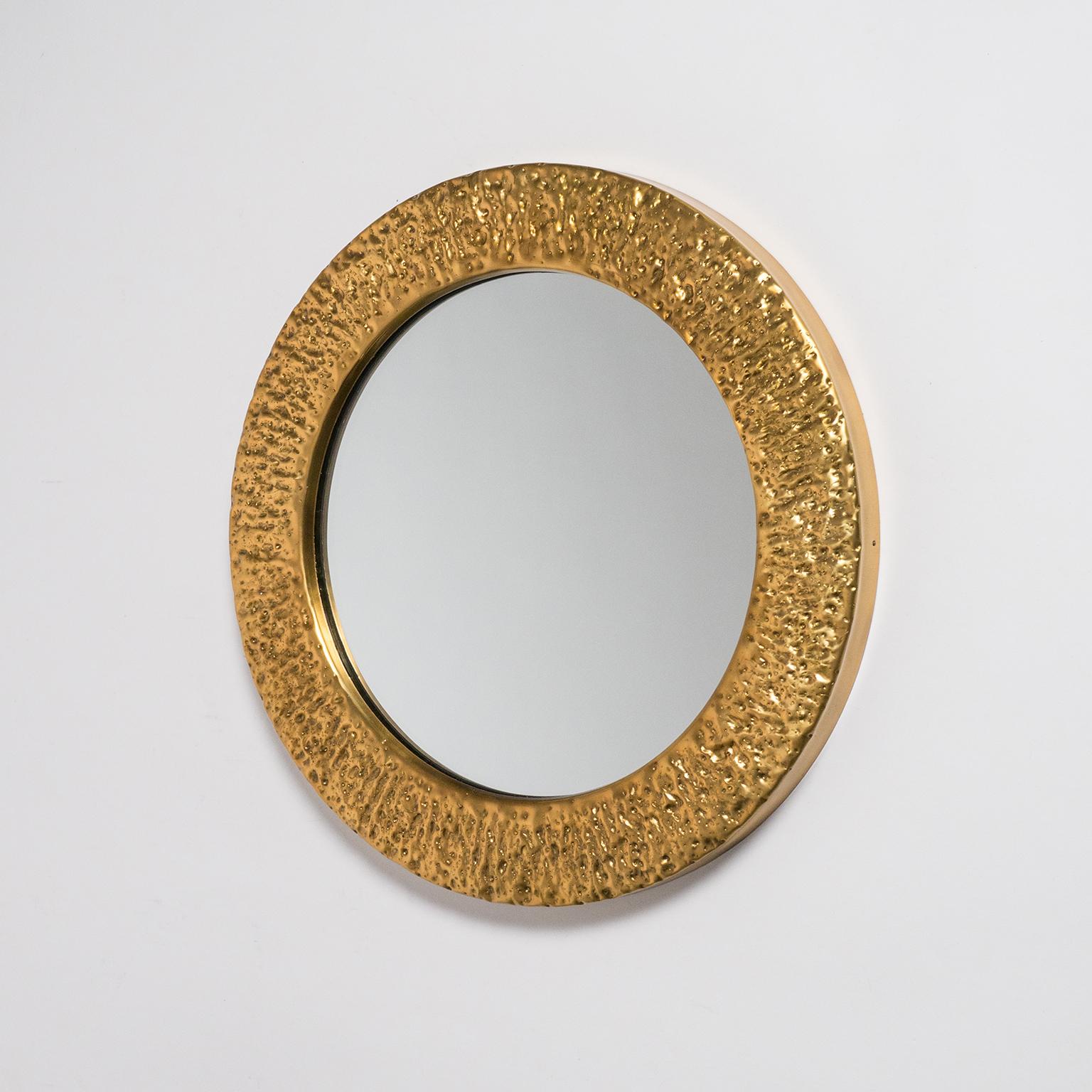 round brass mirror