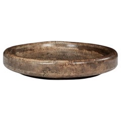 Round Hand-Carved Elm Cheese Platter