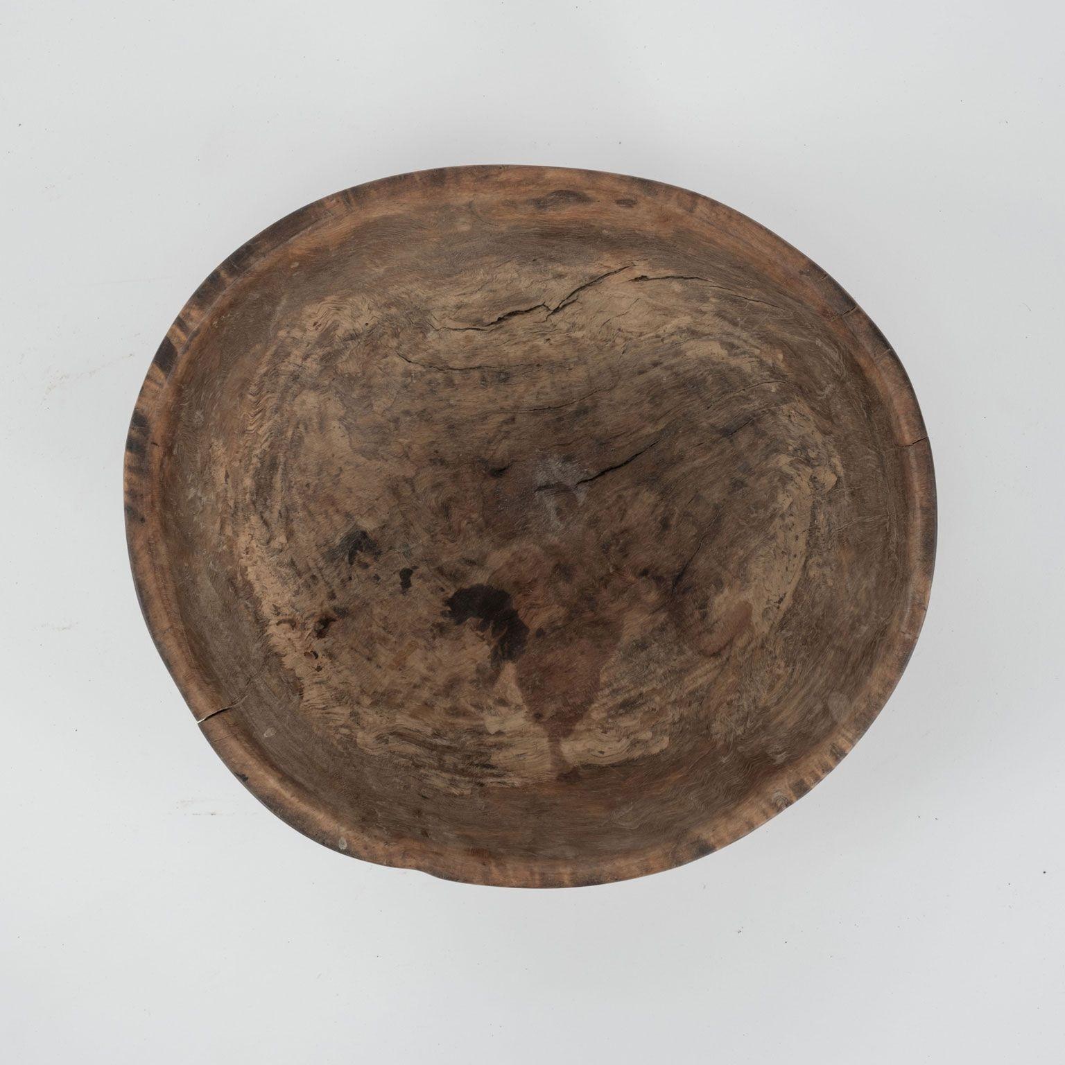 Hand-Carved Round Hand Carved Swedish Rootwood Bowl For Sale