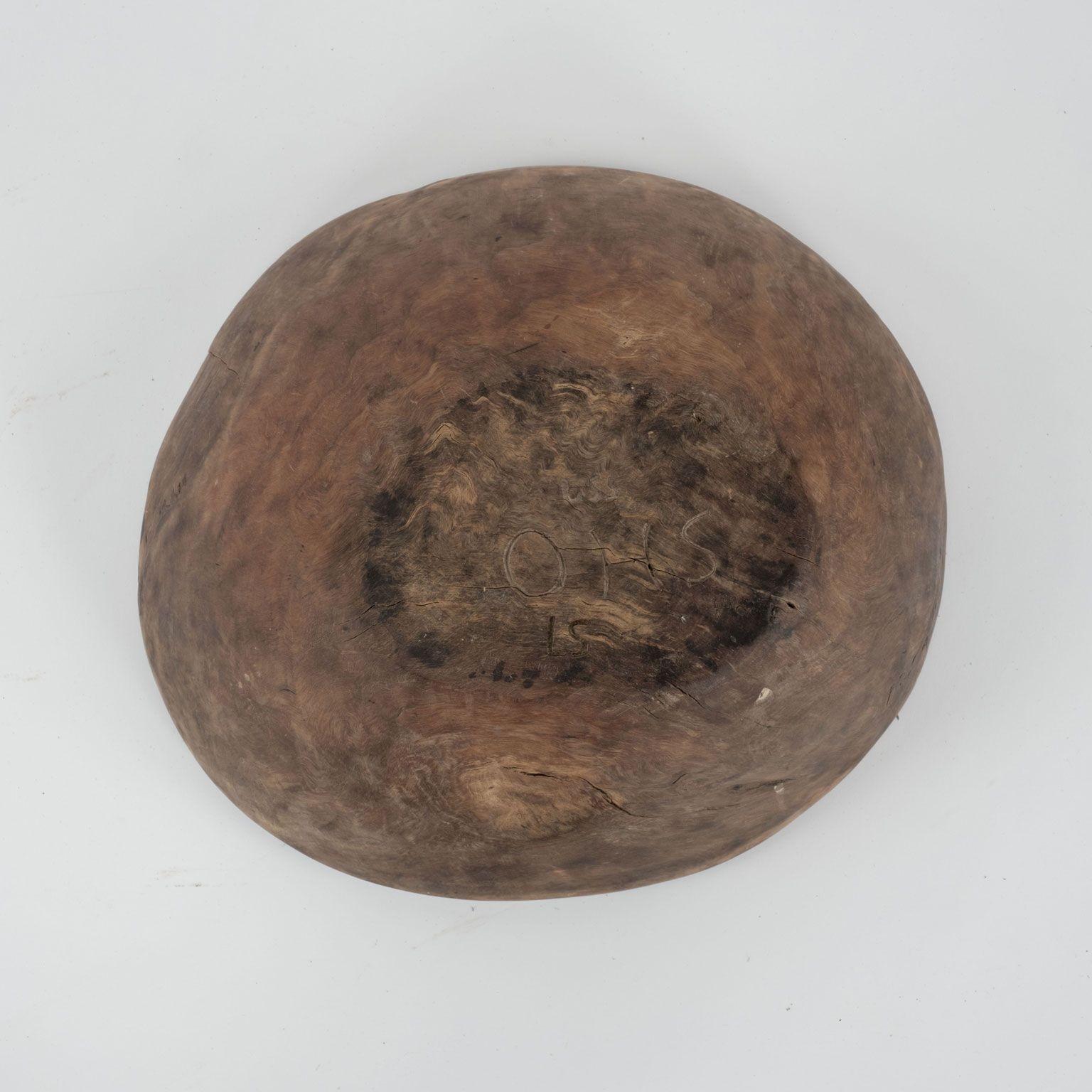 19th Century Round Hand Carved Swedish Rootwood Bowl For Sale