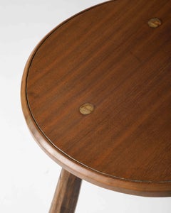 Round Hand Carved Walnut Side Table, France, c. 1950