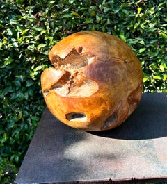 Round Hand Carved Wooden Organic Sculpture