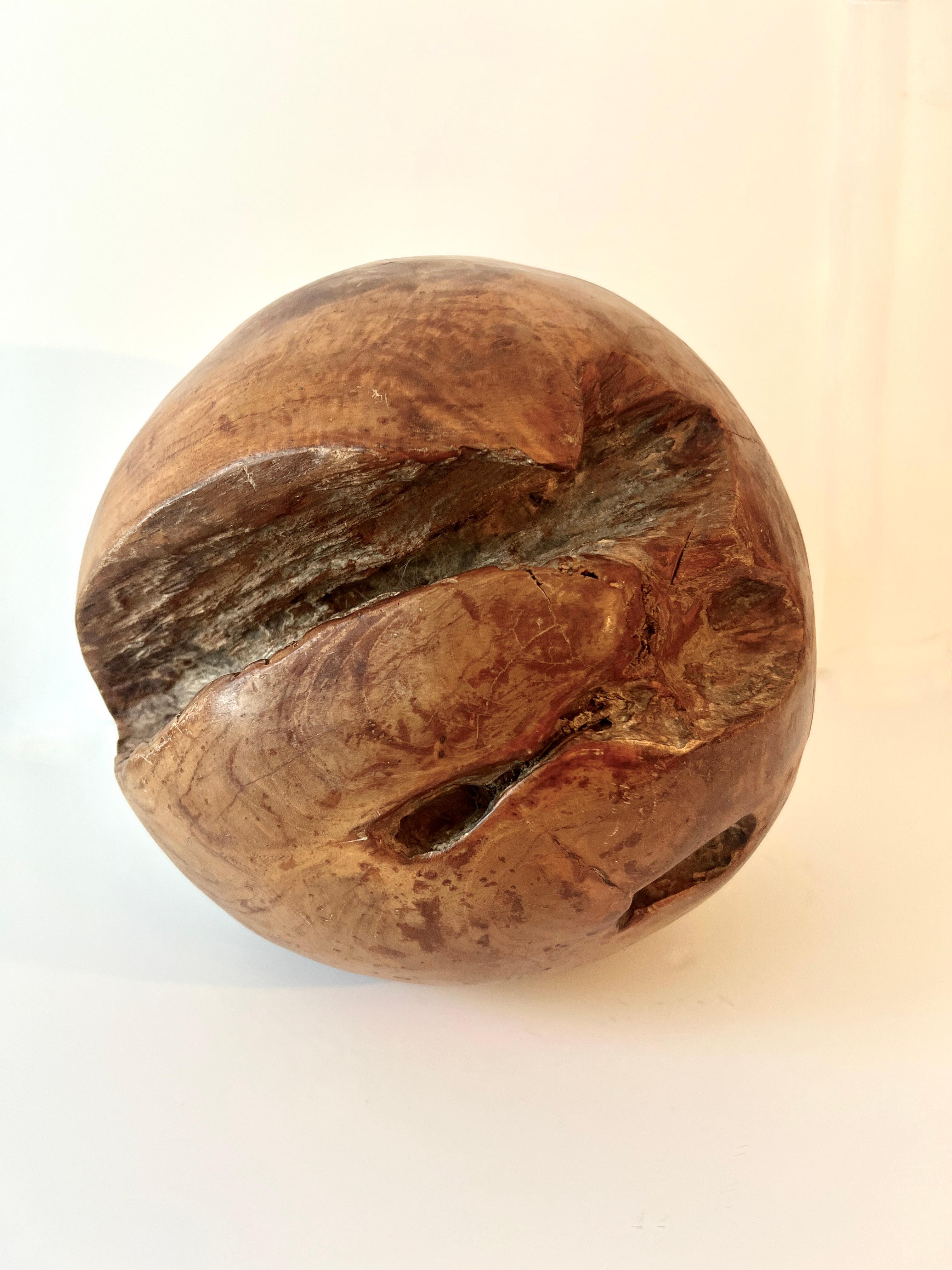 Round Hand Carved Wooden Organic Sculpture In Good Condition For Sale In Los Angeles, CA