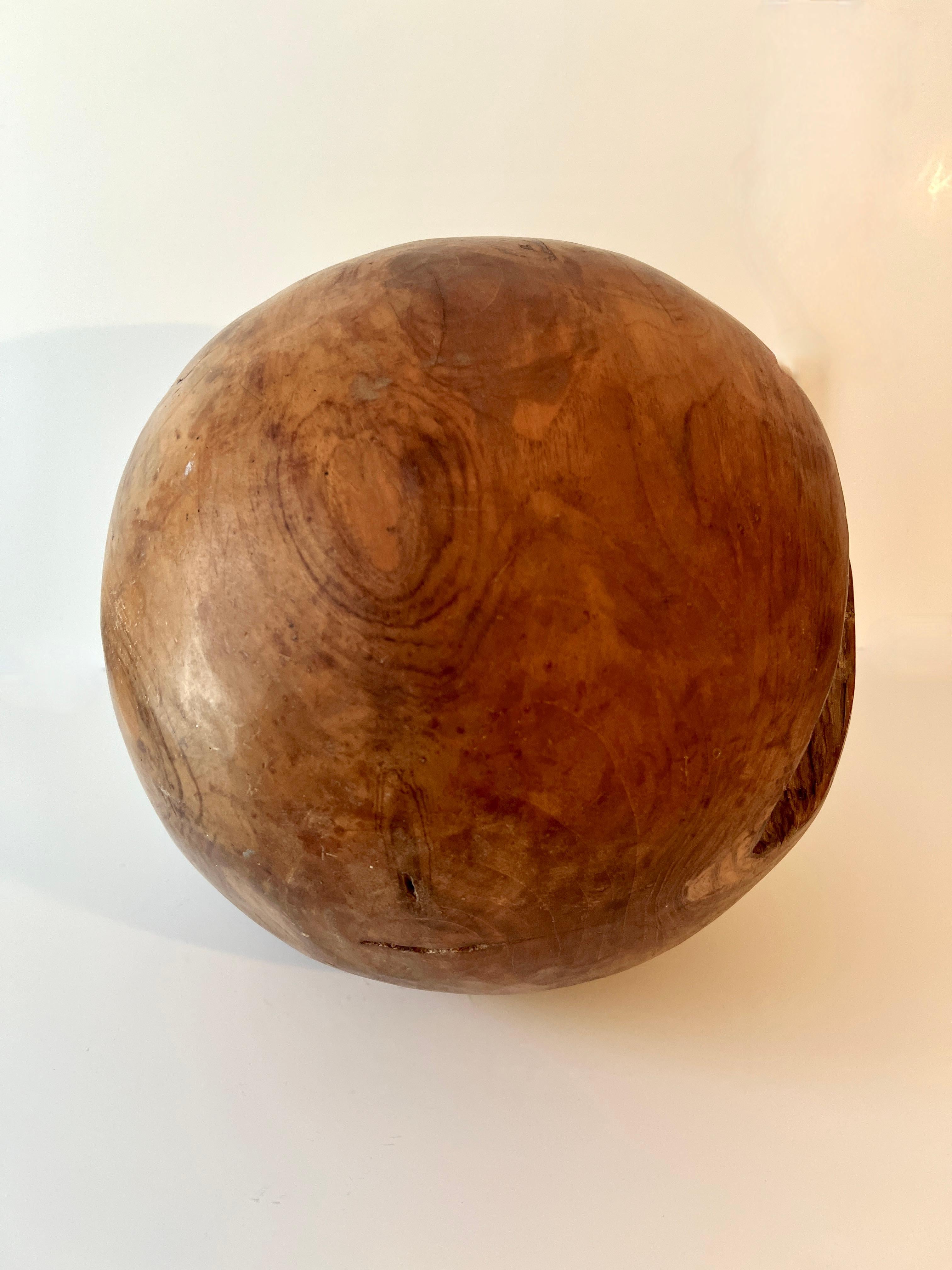 Round Hand Carved Wooden Organic Sculpture For Sale 1