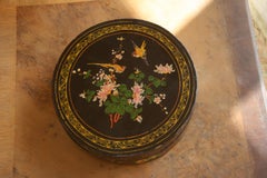 Antique Round Hand Painted Compartment Jewelry Box 1930's