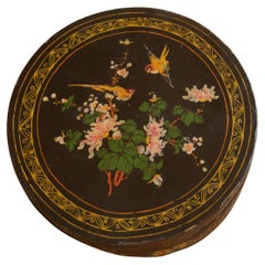 Round Hand Painted Compartment Jewelry Box 1930's