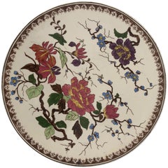 Round Hand Painted Porcelain Imari Platter with Floral Motif